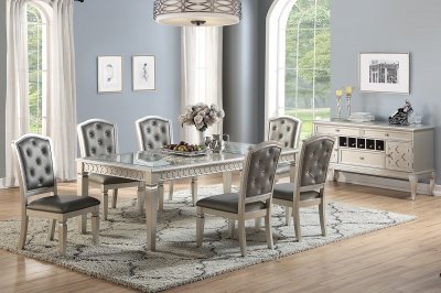 F2472 7Pc Dining Set in Champagne by Poundex w/Options