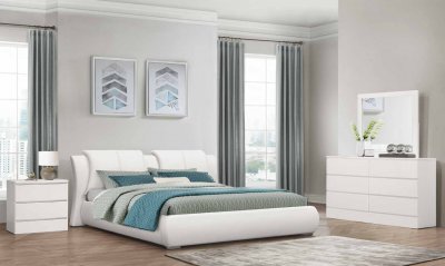 8269 Bedroom 5Pc Set in White by Global w/Bayview Casegoods