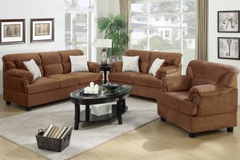 F7917 Sofa, Loveseat & Chair Set in Saddle Fabric by Poundex [PXS-F7917]