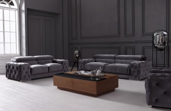 Trisha Sofa Set 3Pc 0766 in Grey Velour Fabric by VIG [VGS-Trisha 0766 Grey]