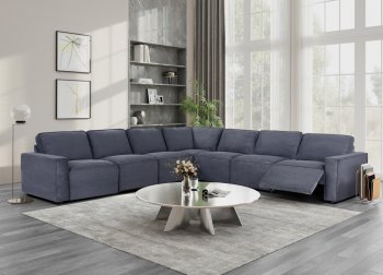 U8177 Power Motion Sectional Sofa in Charcoal Corduroy by Global [GFSS-U8177 Charcoal Large]