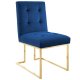 Privy Dining Chair Set of 2 in Navy Velvet by Modway