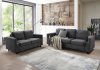 U9055 Sofa & Loveseat Set in Gunmetal Fabric by Global w/Options