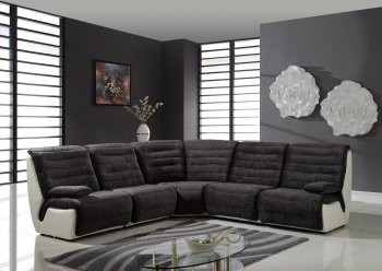 U7220 Sectional Sofa in Charcoal & White Leatherette by Global [GFSS-U7220-SEC Charcoal White]