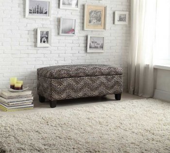 Clair Storage Bench 471LP in Leopard Fabric by Homelegance [HEBN-471LP Clair]