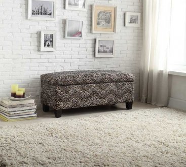 Clair Storage Bench 471LP in Leopard Fabric by Homelegance