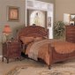 Walnut Finish Traditional Bed w/Hand Carved Antique Details