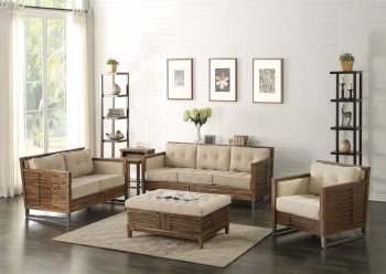 Andria Sofa 53450 in Beige & Reclaimed Oak by Acme w/Options [AMS-53450-Andria]