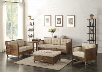 Andria Sofa 53450 in Beige & Reclaimed Oak by Acme w/Options