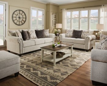 9175BR Sofa & Loveseat in Della Linen Fabric by Beautyrest [MXS-9175BR]