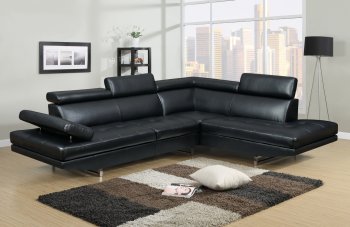 4010 Sectional Sofa in Black Bonded Leather [EGSS-4010]