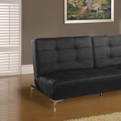 Black Microfiber Contemporary Sofa Bed with Split Back