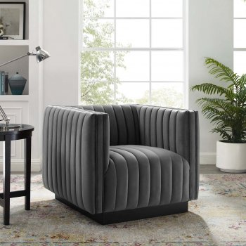 Conjure Accent Chair in Gray Performance Velvet by Modway [MWAC-3884 Conjure Gray]