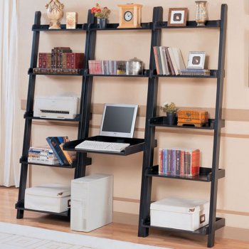 Black Slant Modern Wall Unit w/Writing Desk [CRBC-485-800183]