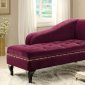 Lakeport Chaise CM-BN6893RD in Red Violet Velvet Fabric