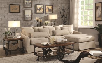 Knottley 500180 Sectional Sofa in Beige Fabric by Coaster [CRSS-500180 Knottley]