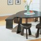Dark Chocolate Finish Triangle Shape Dinette With Glass Inlay