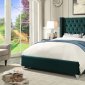 Aiden Wing Bed in Green Velvet Fabric by Meridian w/Options