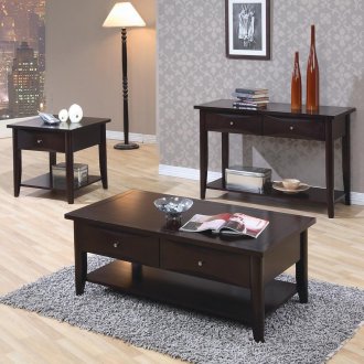 Cappuccino Finish Modern Coffee Table w/Shelf, Drawers & Options