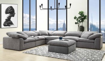 Naveen Sectional Sofa LV01103 in Gray Linen by Acme w/Options [AMSS-LV01103 Naveen]