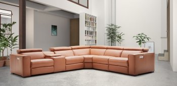 Picasso Power Motion Sectional Sofa in Caramel Leather by J&M [JMSS-Picasso Caramel]