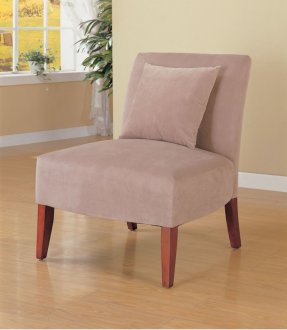 Taupe Velvet Upholstery Modern Lounge Chair w/Accent Pillow