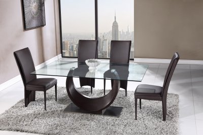 D2185DT Dining Table in Wenge by Global w/Optional Brown Chairs