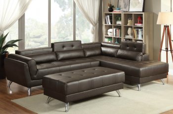 F6976 Sectional Sofa in Espresso Bonded Leather by Boss [PXSS-F6976 Espresso]