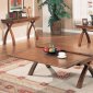 Dark Oak Finish Extendable Elegant Coffee Table w/X Shape Legs