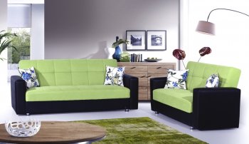 Lego Sofa Bed in Green Microfiber by Rain w/Optional Items [RNSB-Lego MF Green]