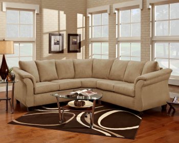 Buff Fabric Modern Sectional Sofa w/Wooden Legs [CHFSS-V1-2010-Michelle-Buff]