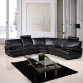 8380 Sectional Sofa in Black Bonded Leather by American Eagle