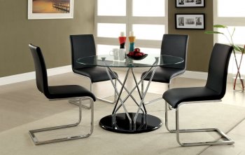 CM8332T Huelo I 5Pc Dinette Set in Black w/Glass Top [FADS-CM8332T Huelo I]