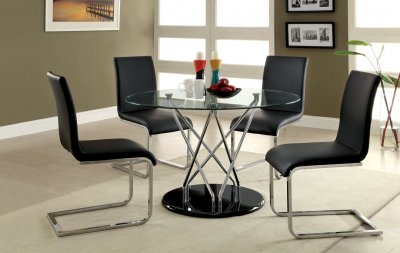 CM8332T Huelo I 5Pc Dinette Set in Black w/Glass Top