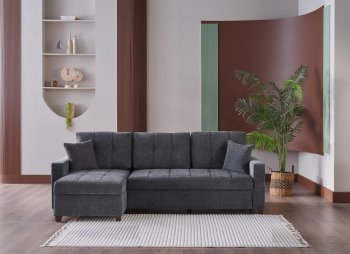 Mocca Sectional Sofa in Selma Gray Fabric by Bellona [IKSS-Mocca Selma Gray]