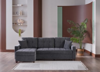 Mocca Sectional Sofa in Selma Gray Fabric by Bellona