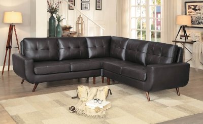 Deryn Sectional Sofa 8327DBR in Dark Brown by Homelegance