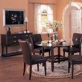 Dark Cherry Finish Dining Furniture W/Round Glass Top