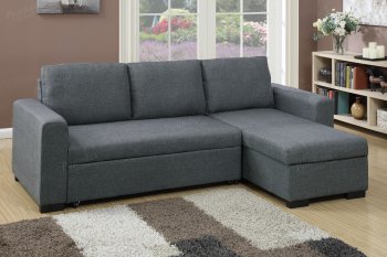 F6931 Convertible Sectional Sofa in Grey Fabric by Boss [PXSS-F6931]