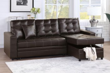 F6592 Convertible Sectional Sofa Bed in Espresso by Poundex [PXSS-F6592]