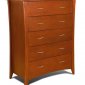 Cherry Finish Contemporary Five-Drawer Chest With Tapered Legs