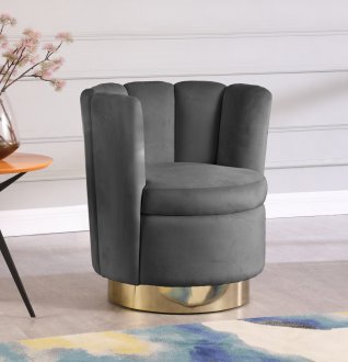 Lily Accent Chair 578 in Grey Velvet by Meridian