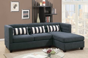 F6994 Reversible Sectional Sofa in Slate Fabric by Poundex [PXSS-F6994 Slate]