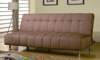 Tan Microfiber Modern Convertible Sofa Bed