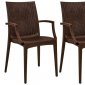 Weave Set of 4 Indoor/Outdoor Chairs MCA19BR -Brown - LeisureMod