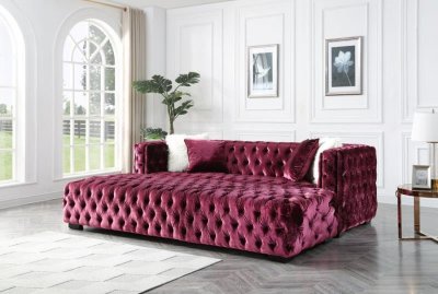 MS1826 Sofa & Ottoman Set in Burgundy Velvet by VImports