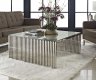 Gridiron Coffee Table in Stainless Steel w/Glass Top by Modway