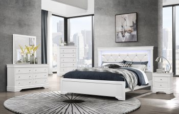 Pompei Bedroom Set 5Pc in Metallic White by Global w/Options [GFBS-Pompei-Metallic White]