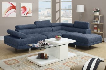 F7548 Sectional Sofa by Boss in Light Blue Fabric [PXSS-F7548]