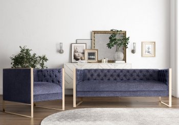 Farah Sofa TOV-4902 in Navy Fabric by TOV Furniture [TVS-TOV-L4902-Farah Navy]